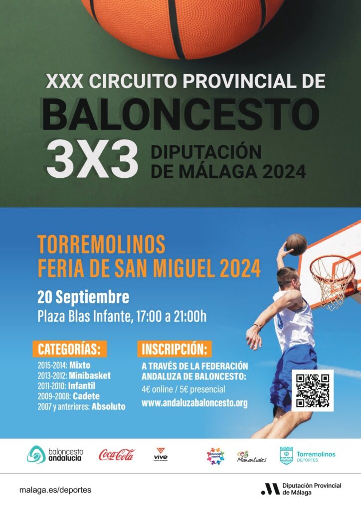 El Circuito Provincial de Baloncesto 3×3 de la Diputación de Málaga llega este viernes a Torremolinos